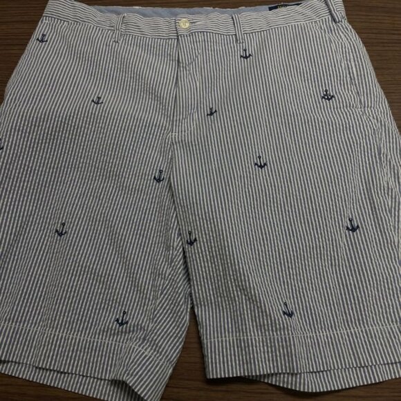 Polo Ralph Lauren Men's Casual Shorts - Blue Striped Seersucker - Size 34 - EUC - Picture 8 of 12